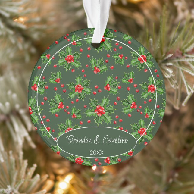 Custom Classic Couple Foto Unser 1. Weihnachten Ornament (Baum)