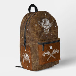 Custom Classic Cowboy and guns Brown Leder 1898 Bedruckter Rucksack