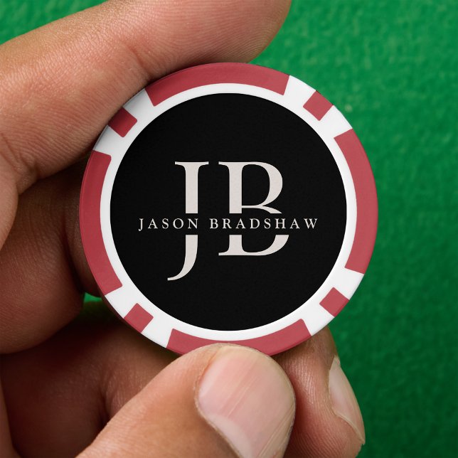 Custom Classic Elegant Monogram Black Pokerchips (Von Creator hochgeladen)