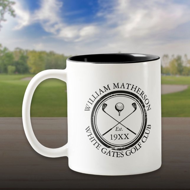 Custom Classic Golf Club Name Personalisiert Zweifarbige Tasse (Custom Classic Golf Club Name Personalized Two-Tone Coffee Mug)