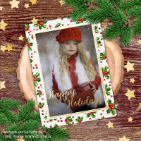 Custom Classic Green Holly Red Berries Gold