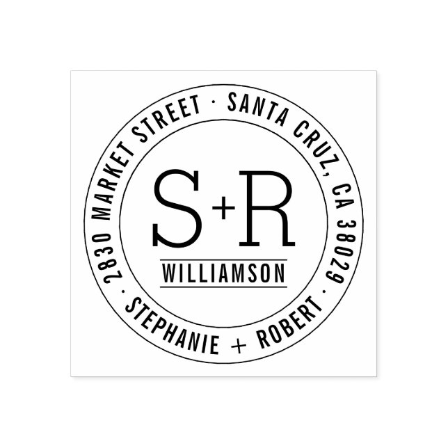 Custom Classic Initials Wedding Rücksendeadresse Gummistempel (Prägung)