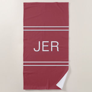 Custom Classic Mit Monogramm Initials Crimson Red Strandtuch