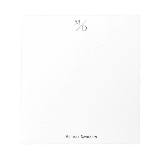 Custom Classic Simple Modern Elegante Monogram Nam Notizblock (Vorderseite)