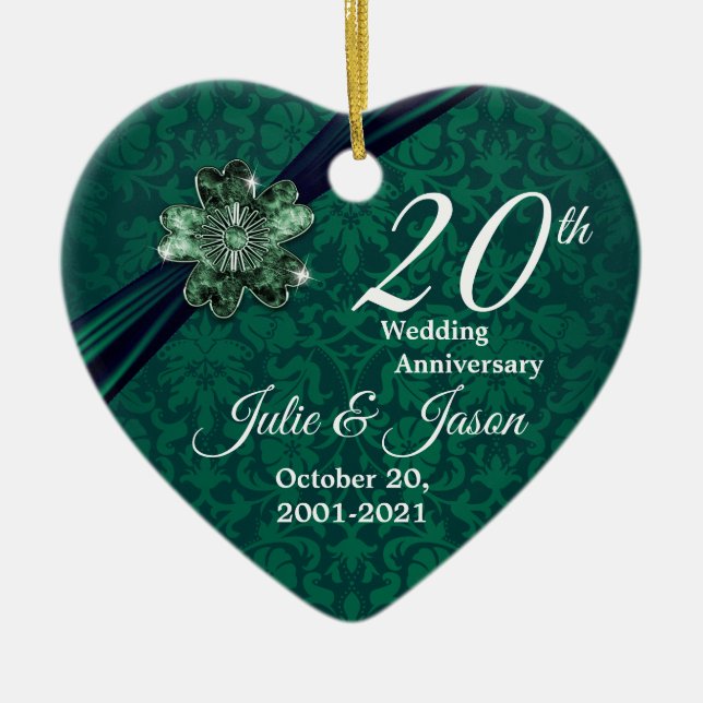 Custom - Classy 20. Emerald Wedding Jubiläum Keramikornament (Vorne)
