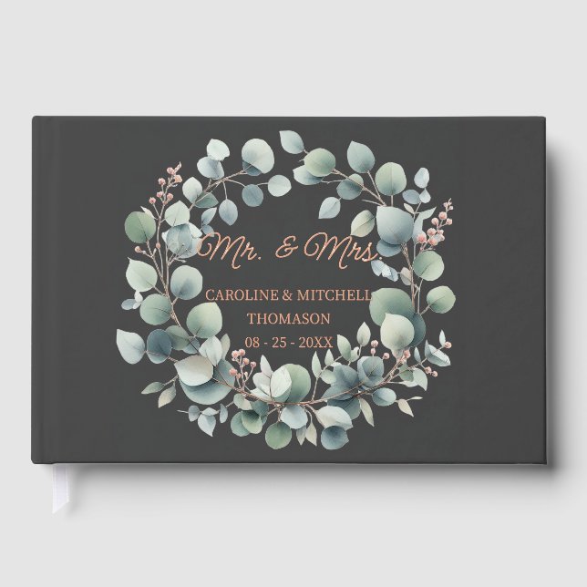 Custom Classy Calligraphy Couple Names Rose Gold Gästebuch (Vorderseite)