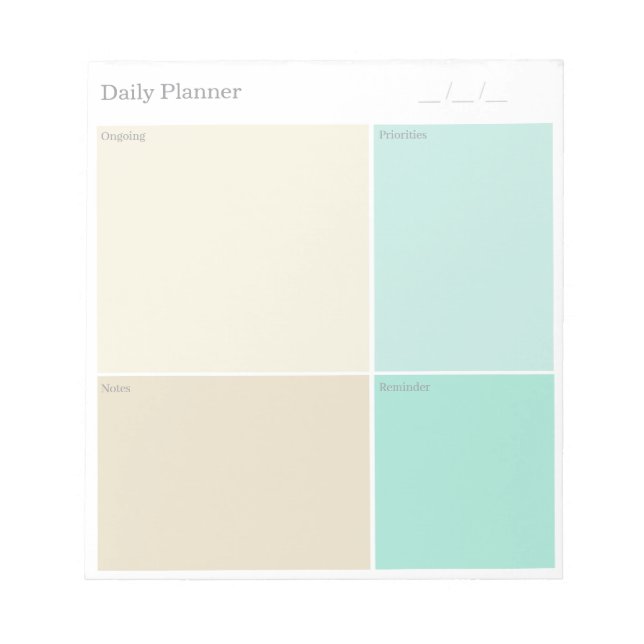 Custom Clean Minimalist Beige Grey Aqua Blue Daily Notizblock (Vorderseite)