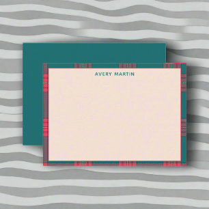 Custom Clean Name Gingham Pattern Klasse Monogram Mitteilungskarte