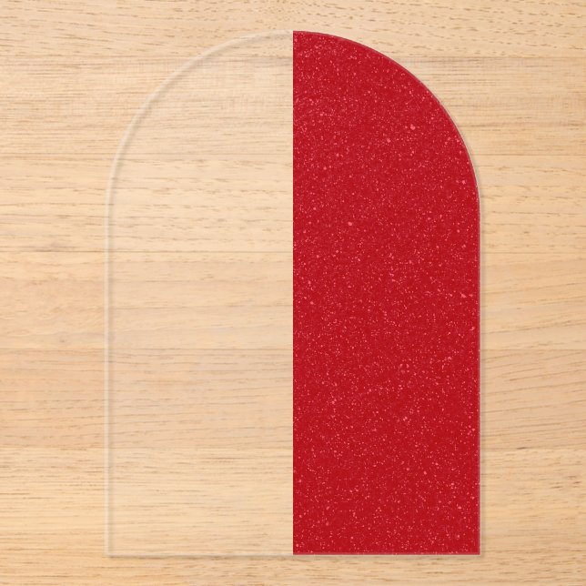 Custom Clear Invite with Side Tomato Red Arch Acryleinladungen (Vorderseite)