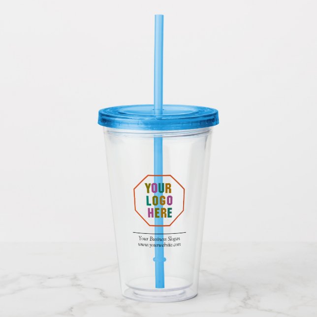 Custom Clear Tumbler mit Stroh und Logo Acryltrinkbecher (Vorderseite)