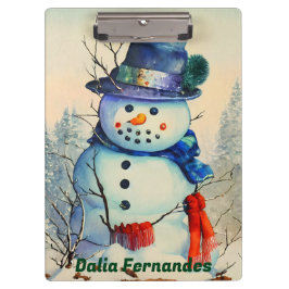 Custom Clipboard Watercolor Snowman Klemmbrett