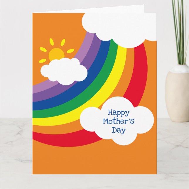 Custom Clouds, Sunshine & Rainbow Mother Day Car Karte (Vorderseite)