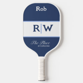 Custom Club Name Mit Monogramm White Navy Blue Pic Pickleball Schläger