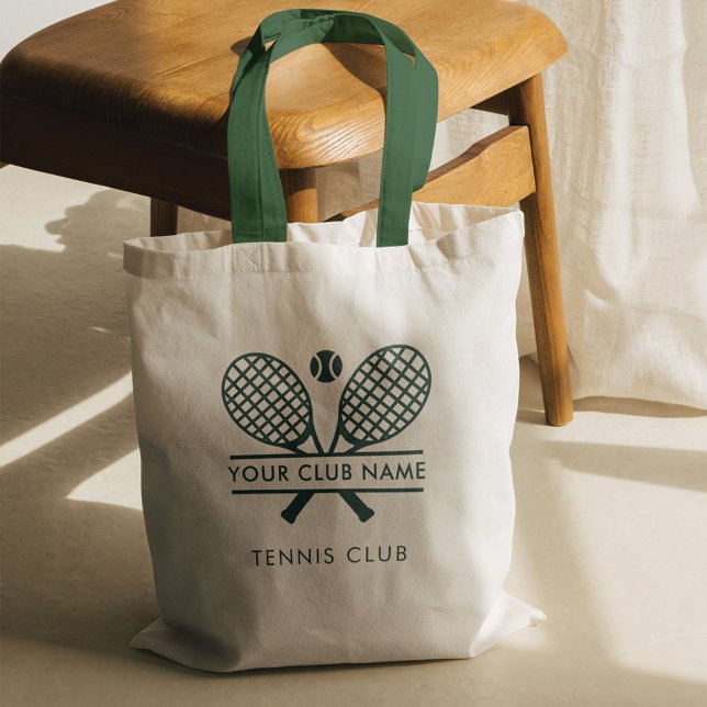 Custom Club Name Tennis Team Green Swag Tragetasche (Modern Custom Tennis Team Swag Club Members Tote Bag)