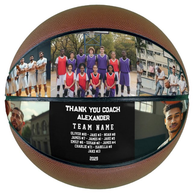 Custom Coach Danke Basketball mit Team Fotos (Vorderseite)