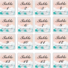 Custom Coastal Beach Hochzeiten Tischnummern Aufkleber