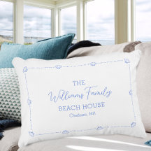 Custom Coastal Beach House Family Name Blue Musche