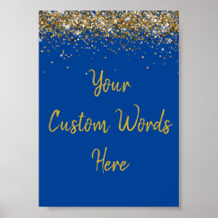 Custom Cobalt Blue Gold Geburtstagsparty Foto Prop Poster