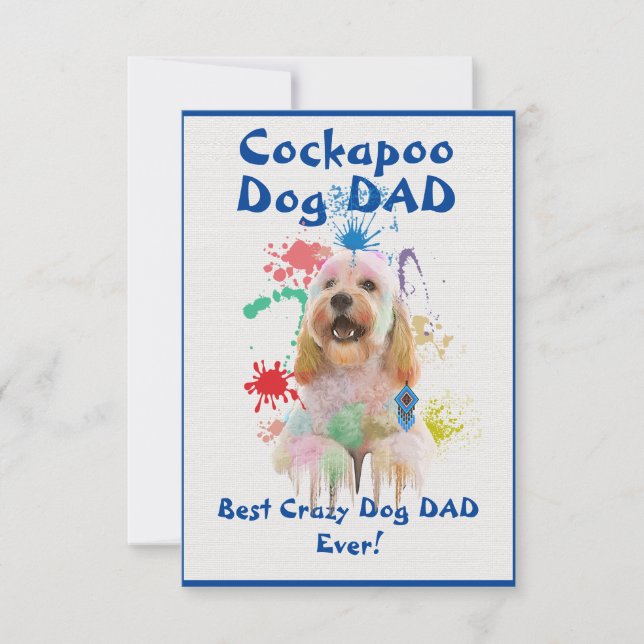 Custom Cockapoo Papa Hund Bester Crazy Dog Vater Dankeskarte (Vorderseite)