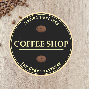 Custom Coffee Shop Black Business Aufkleber