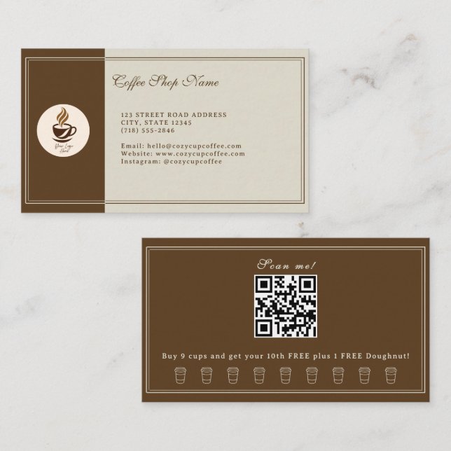 Custom Coffee Shop Business Card – Personalized  Visitenkarte (Vorne/Hinten)