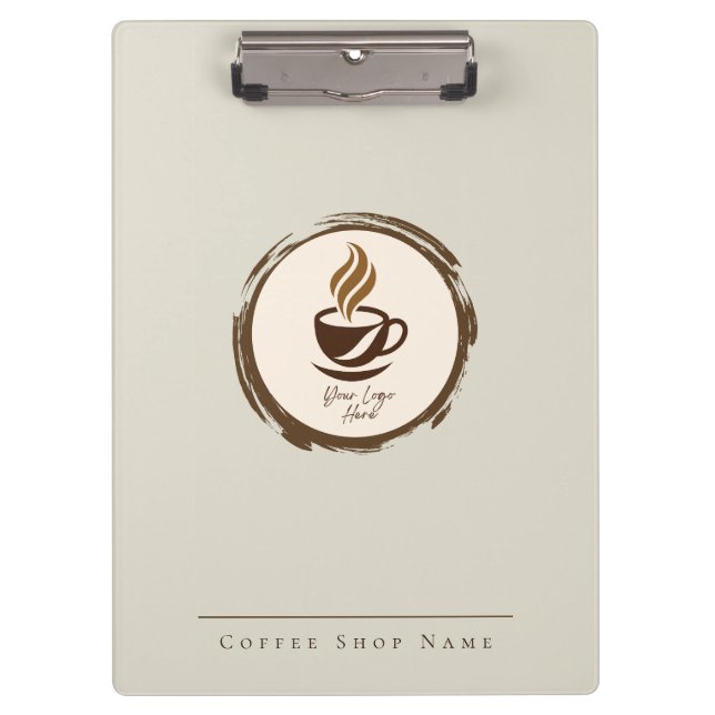 Custom Coffee Shop Clipboard with Logo and name Klemmbrett (Vorderseite)