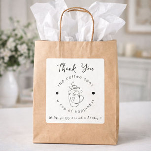 Custom Coffee Shop Fügen Sie Ihr Logo Minimalistis Quadratischer Aufkleber