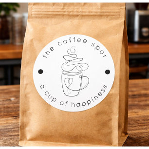 Custom Coffee Shop Fügen Sie Ihr Logo Minimalistis Runder Aufkleber