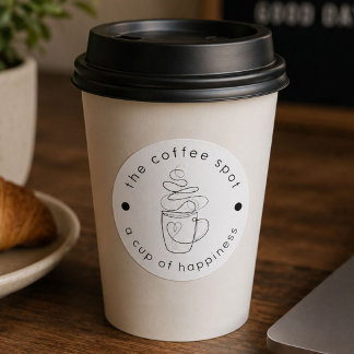 Custom Coffee Shop Fügen Sie Ihr Logo Minimalistis Runder Aufkleber