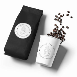 Custom Coffee Shop Fügen Sie Ihr Logo Minimalistis Runder Aufkleber