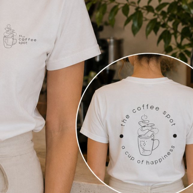 Custom Coffee Shop Fügen Sie Ihr Logo Minimalistis T-Shirt (Von Creator hochgeladen)