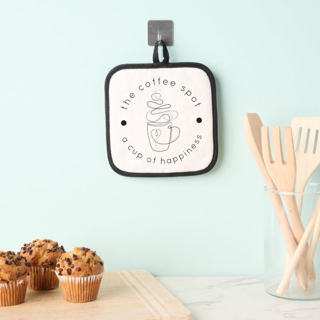 Custom Coffee Shop Fügen Sie Ihr Logo Minimalistis Topflappen (Insitu (Hängend))