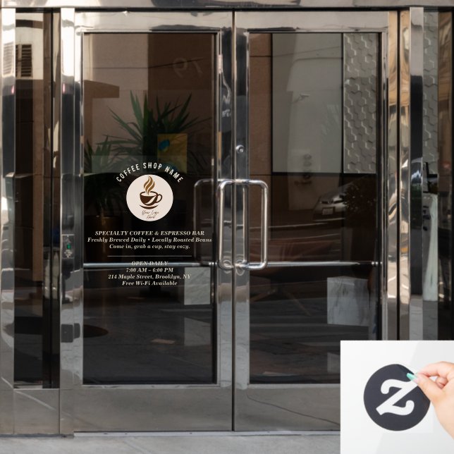 Custom Coffee Shop Window Cling – Personalized  Fensteraufkleber (Büro Tür)