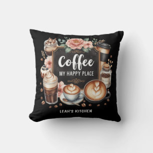 ☕ Custom Coffeecore Kitchen Café Kaffee Happy Plac Kissen