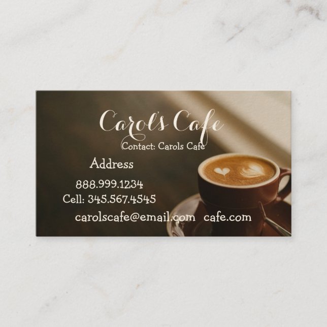 Custom Coffeehouse Café Coffee Shop Business Card Visitenkarte (Vorderseite)
