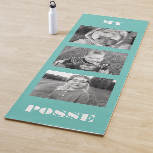 Custom Collage Black & White Foto Türkis Yogamatte