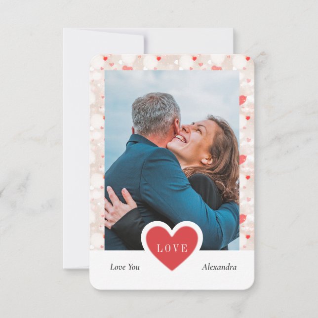 Custom Collage Couple Foto & Valentinstag Dankeskarte (Vorderseite)