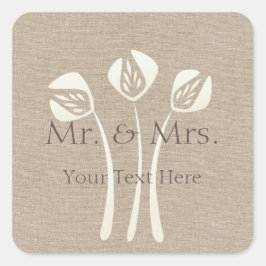 Custom Collage Cream Art Deco Tulip Hochzeit Quadratischer Aufkleber