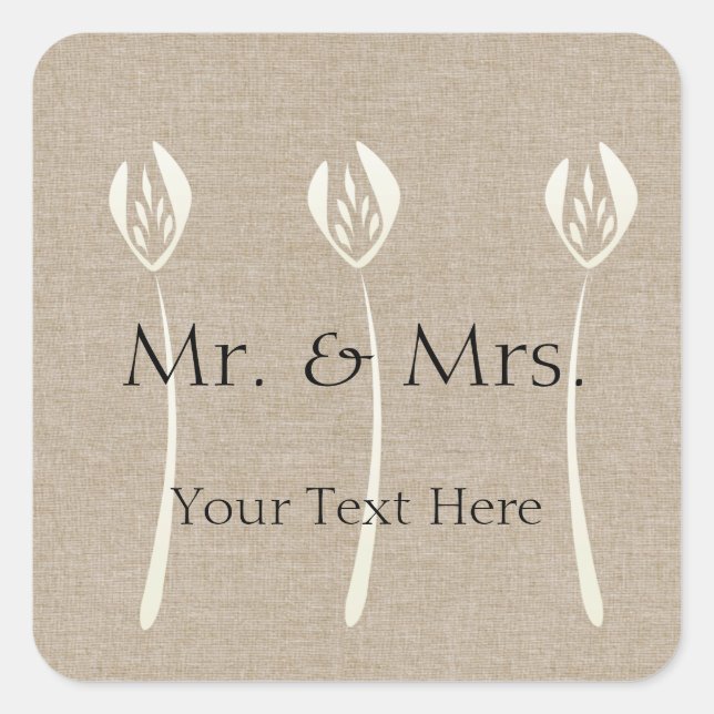 Custom Collage Cream Art Deco Wedding Quadratischer Aufkleber (Vorderseite)
