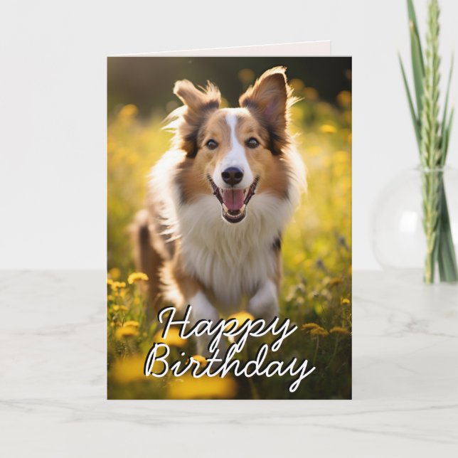 Custom Collie Happy Birthday Card Dankeskarte (Vorderseite)