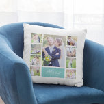 Custom Color Elegant Script Mr & Mrs. Foto Collage Kissen<br><div class="desc">Foto Collage Kissen mit 9 Fotos in einem Gitter-Layout auf der Vorder-und Rückseite angeordnet, sodass es insgesamt 18 Fotos, die Sie mit eigenen Fotos mit Ihrem Familiennamen in einem eleganten Skript ersetzen können. Dieses vielseitige Kissendesign hat auch bearbeitbare Farben. Sie können die Hintergrundfarbe ändern, indem Sie auf "Anpassen" klicken, die...</div>