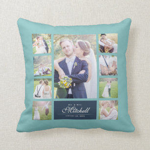 Custom Color Elegantes Script Mr & Mrs. Foto Colla Kissen