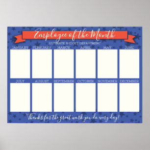 Custom color employee of the month photo display poster
