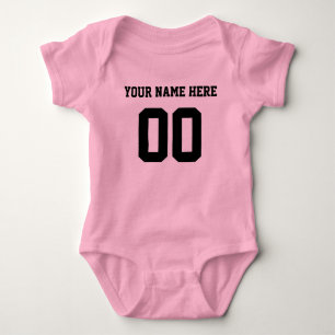 Custom Color/Name Baby Sports Black Jersey Strampler