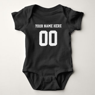 Custom Color/Name Baby Sports Black Jersey Strampler