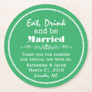 Custom Color Wedding Vielen Dank für Ihr Interesse Runder Pappuntersetzer