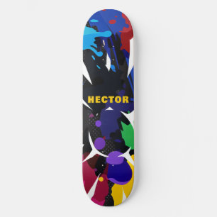 Custom Colorful 2D Animation Blue Black Lila Skateboard