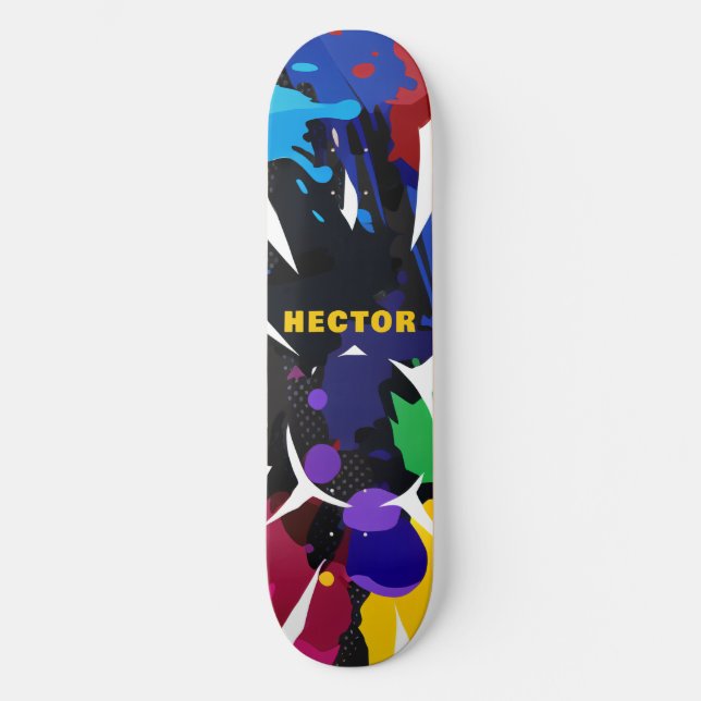 Custom Colorful 2D Animation Blue Black Lila Skateboard (Vorderseite)