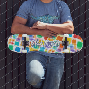 Custom Colorful Abstrakt Angesagt Geometric Mosaik Skateboard