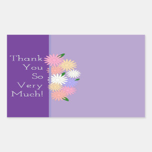 Custom Colorful Daisies Vielen Dank Lila Rechteckiger Aufkleber